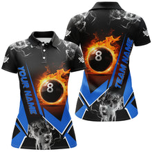 Load image into Gallery viewer, Blue Billiard Jersey Flame 8 Ball Pool Custom Billiard Shirts For Women Team League Billiard Uniform TDM1846