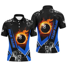 Load image into Gallery viewer, Blue Billiard Jersey Flame 8 Ball Pool Custom Billiard Shirts For Men Team League Billiard Uniform TDM1846
