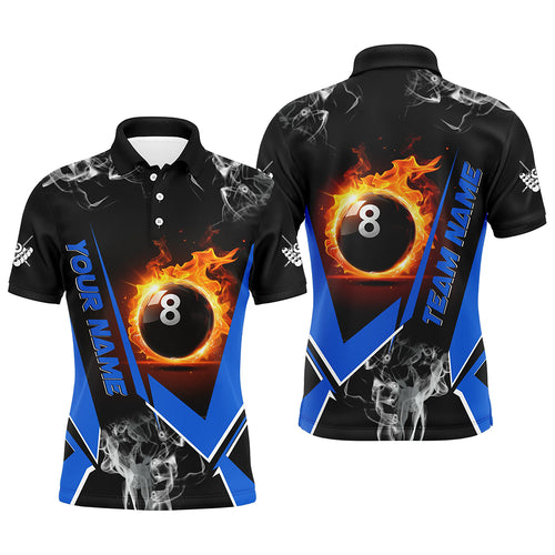 Blue Billiard Jersey Flame 8 Ball Pool Custom Billiard Shirts For Men Team League Billiard Uniform TDM1846