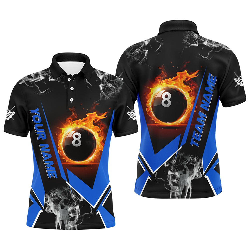 Blue Billiard Jersey Flame 8 Ball Pool Custom Billiard Shirts For Men Team League Billiard Uniform TDM1846