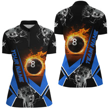 Load image into Gallery viewer, Blue Billiard Jersey Flame 8 Ball Pool Custom Billiard Shirts For Women Team League Billiard Uniform TDM1846