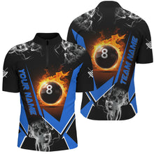 Load image into Gallery viewer, Blue Billiard Jersey Flame 8 Ball Pool Custom Billiard Shirts For Men Team League Billiard Uniform TDM1846