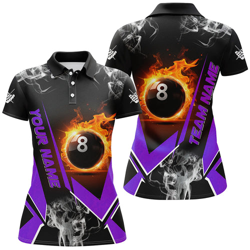 Purple Billiard Jersey Flame 8 Ball Pool Custom Billiard Shirts For Women Team League Billiard Uniform TDM1847