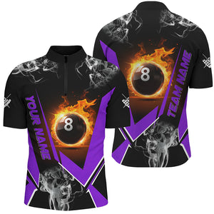 Purple Billiard Jersey Flame 8 Ball Pool Custom Billiard Shirts For Men Team League Billiard Uniform TDM1847