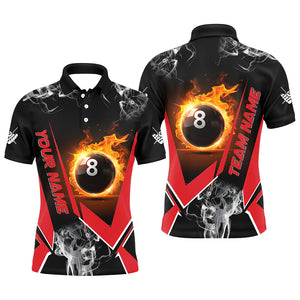 Red Billiard Jersey Flame 8 Ball Pool Custom Billiard Shirts For Men Team League Billiard Uniform TDM1848