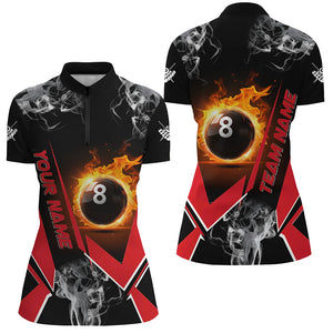 Red Billiard Jersey Flame 8 Ball Pool Custom Billiard Shirts For Women Team League Billiard Uniform TDM1848