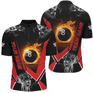 Red Billiard Jersey Flame 8 Ball Pool Custom Billiard Shirts For Men Team League Billiard Uniform TDM1848