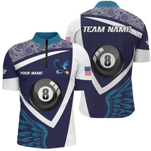 Load image into Gallery viewer, Personalized Blue 8 Ball Pool And Wings Custom Men Billiard Shirts, Billiard Pool Team Shirts TDM1849