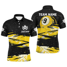 Load image into Gallery viewer, Custom Yellow Grunge Billiard 9 Ball Pool Men Polo/ Quarter-Zip Shirts, 9 Ball Billiard Jerseys TDM2060