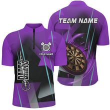 Load image into Gallery viewer, Personalized 3D All Over Print Darts Men Polo &amp; Quarter-Zip Shirts Custom Purple Darts Team Jersey TDM2265