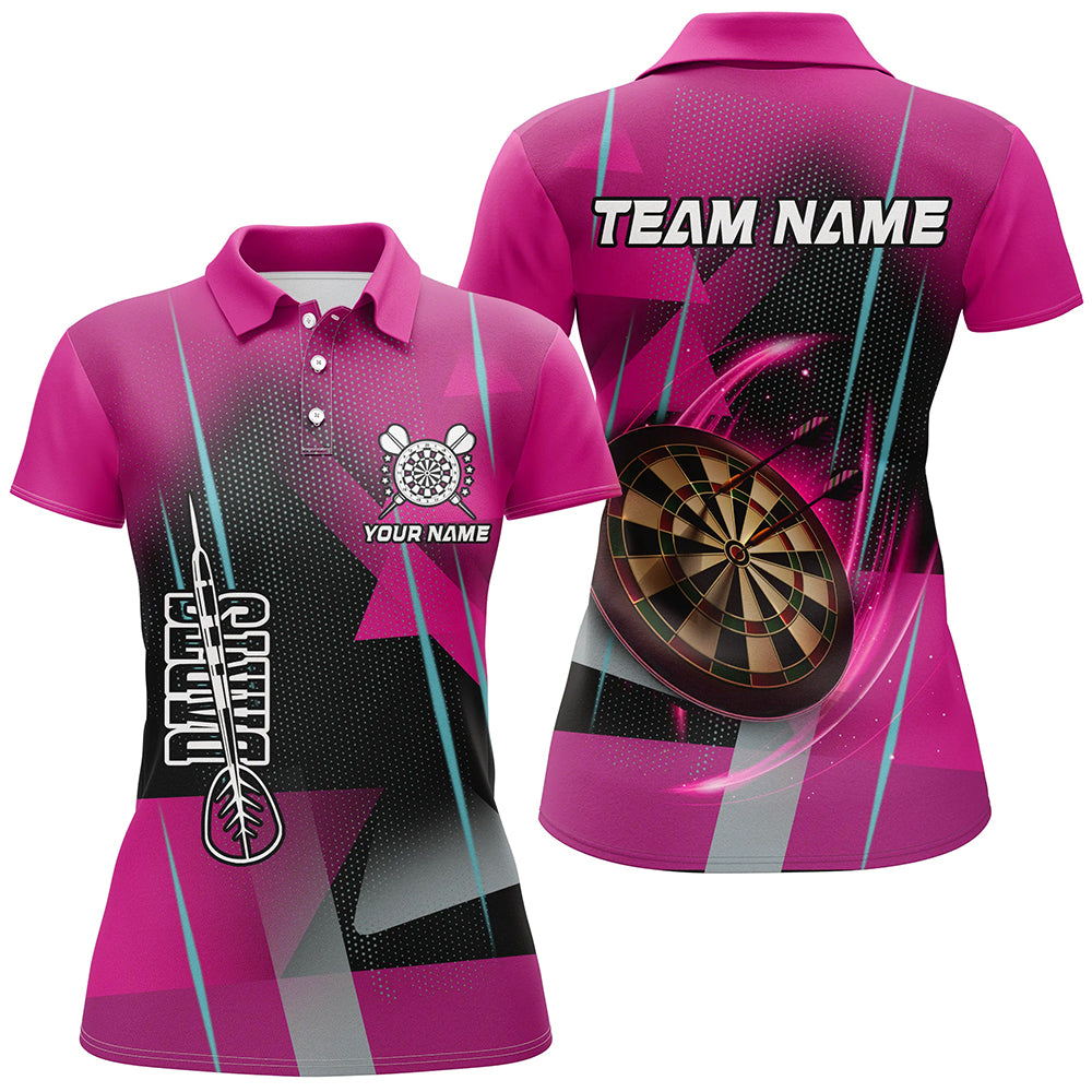 Personalized 3D All Over Print Darts Women Polo & Quarter-Zip Shirts Custom Pink Darts Team Jersey TDM2266