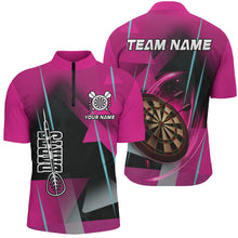 Load image into Gallery viewer, Personalized 3D All Over Print Darts Men Polo &amp; Quarter-Zip Shirts Custom Pink Darts Team Jersey TDM2266