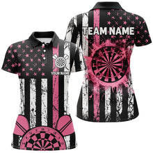 Load image into Gallery viewer, Custom Pink Grunge American Flag Patriotic Darts Shirts For Women Darts Tournament Jersey Retro Style TDM2532