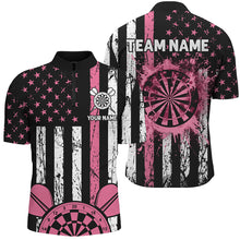 Load image into Gallery viewer, Custom Pink Grunge American Flag Patriotic Darts Shirts For Men Darts Tournament Jersey Retro Style TDM2532