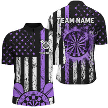 Load image into Gallery viewer, Custom Purple Grunge Us Flag Patriotic Darts Shirts For Men, Darts Tournament Jerseys Retro Style TDM2533