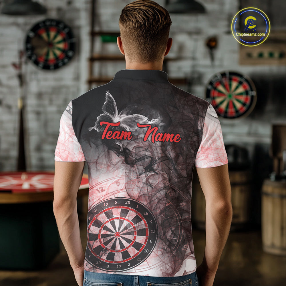 Butterfly Smoke Darts Jersey With Pocket Option For Men Custom Red Dart Shirt TDM7574
