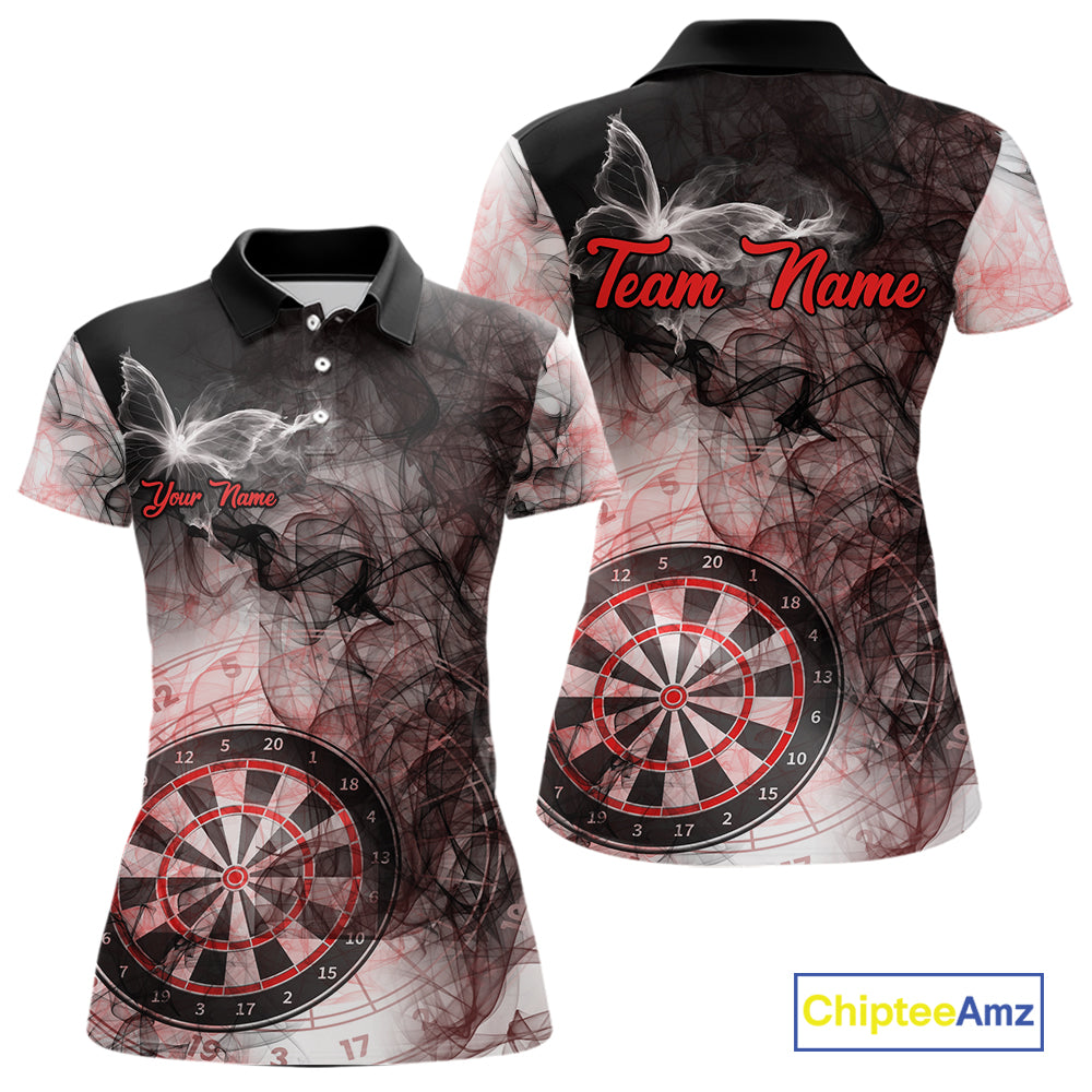 Butterfly Smoke Darts Jersey With Pocket Option For Women Custom Red Dart Shirt TDM7574