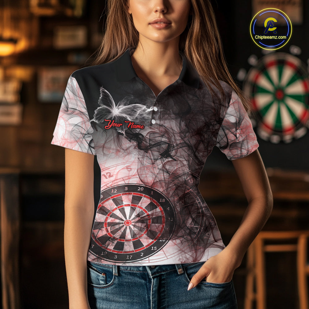 Butterfly Smoke Darts Jersey With Pocket Option For Women Custom Red Dart Shirt TDM7574