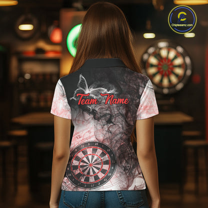 Butterfly Smoke Darts Jersey With Pocket Option For Women Custom Red Dart Shirt TDM7574