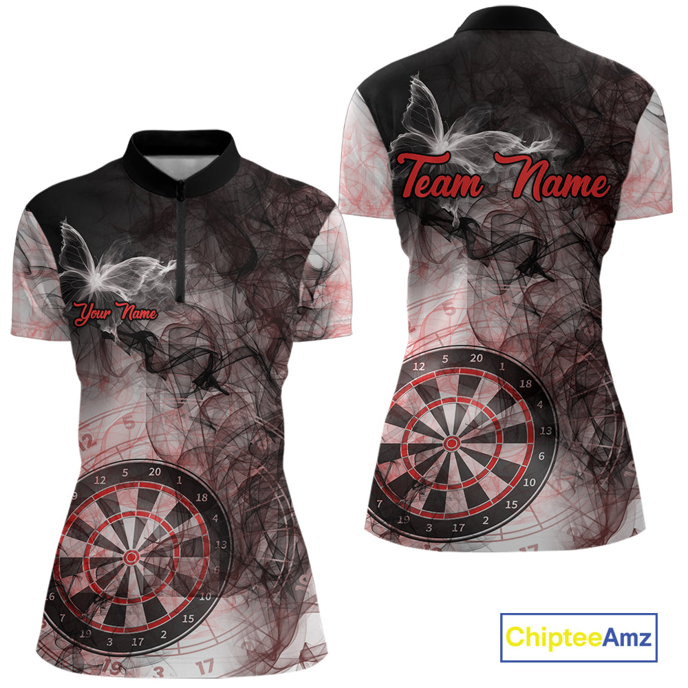 Butterfly Smoke Darts Jersey With Pocket Option For Women Custom Red Dart Shirt TDM7574