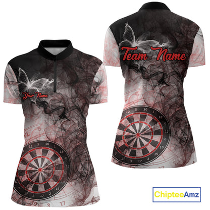 Butterfly Smoke Darts Jersey With Pocket Option For Women Custom Red Dart Shirt TDM7574