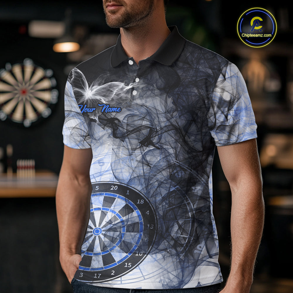 Butterfly Smoke Darts Jersey With Pocket Option For Men Custom Blue Dart Shirt TDM7575