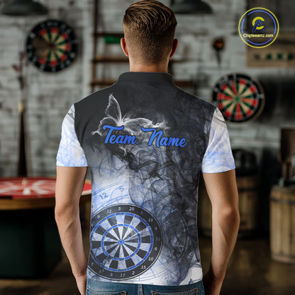 Butterfly Smoke Darts Jersey With Pocket Option For Men Custom Blue Dart Shirt TDM7575