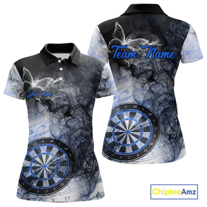 Butterfly Smoke Darts Jersey With Pocket Option For Women Custom Blue Dart Shirt TDM7575