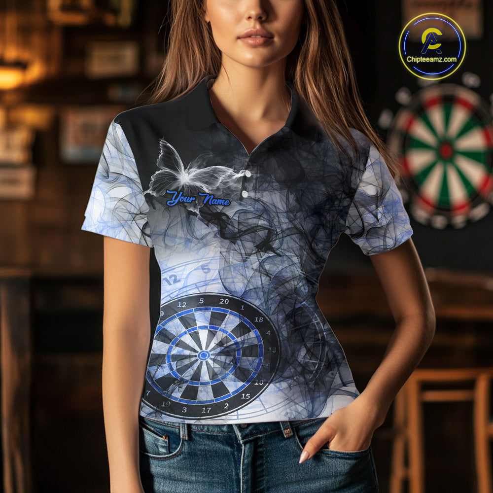 Butterfly Smoke Darts Jersey With Pocket Option For Women Custom Blue Dart Shirt TDM7575