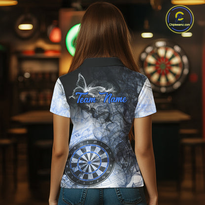 Butterfly Smoke Darts Jersey With Pocket Option For Women Custom Blue Dart Shirt TDM7575