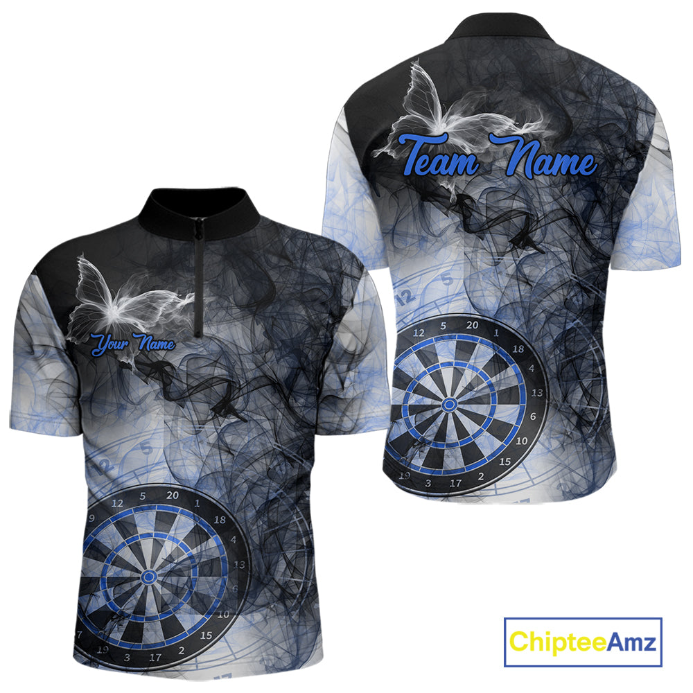 Butterfly Smoke Darts Jersey With Pocket Option For Men Custom Blue Dart Shirt TDM7575