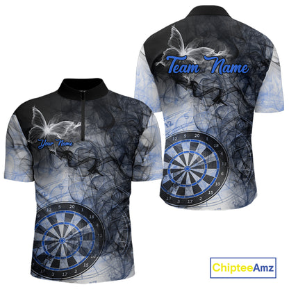 Butterfly Smoke Darts Jersey With Pocket Option For Men Custom Blue Dart Shirt TDM7575