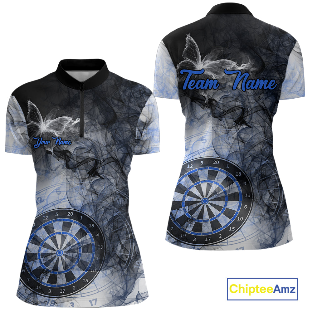Butterfly Smoke Darts Jersey With Pocket Option For Women Custom Blue Dart Shirt TDM7575
