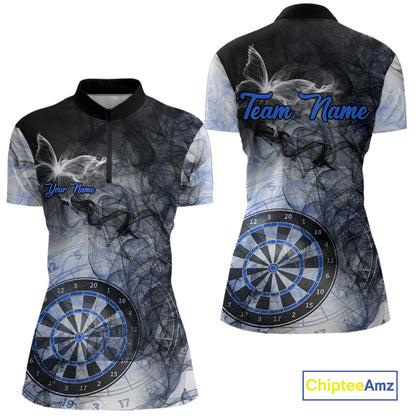 Butterfly Smoke Darts Jersey With Pocket Option For Women Custom Blue Dart Shirt TDM7575
