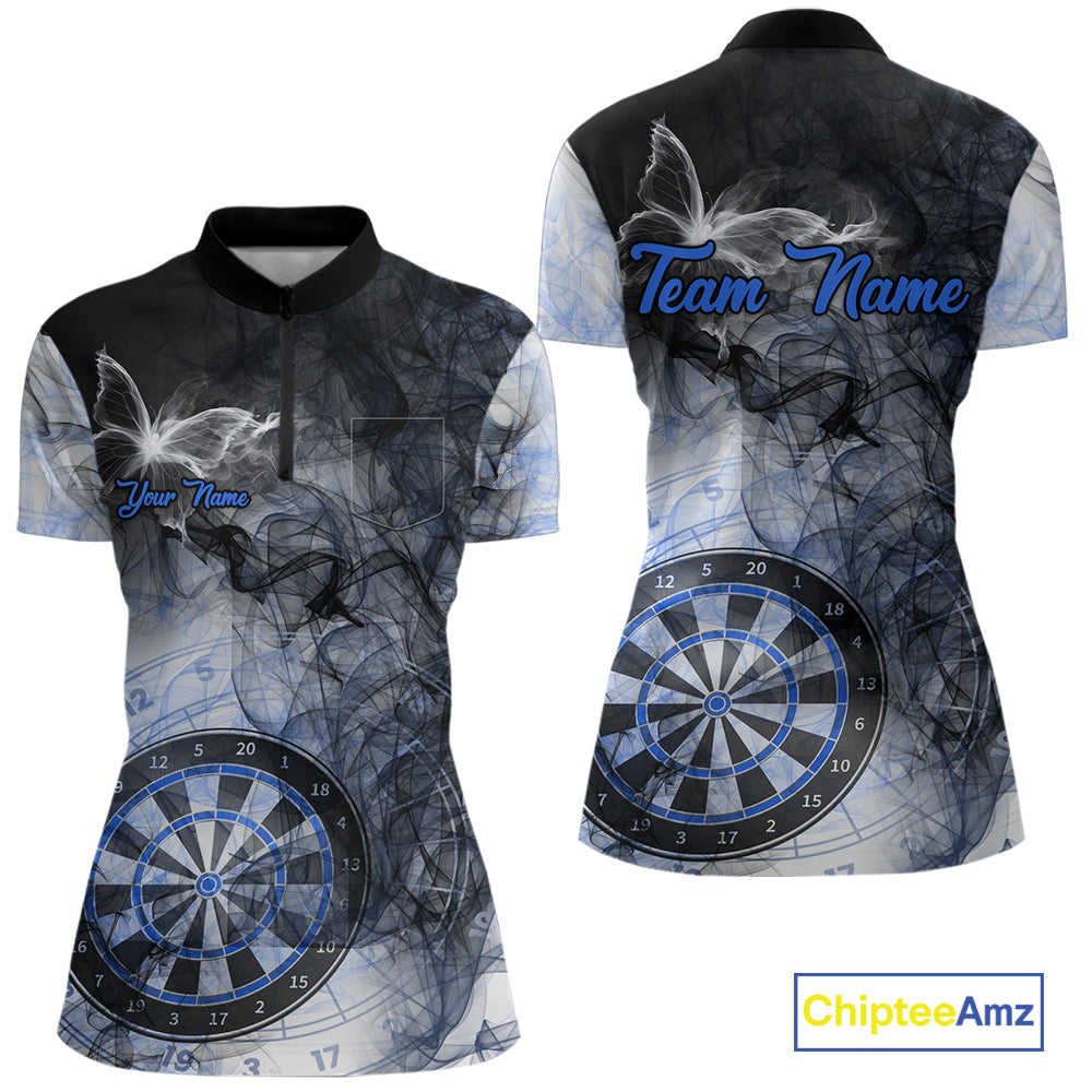 Butterfly Smoke Darts Jersey With Pocket Option For Women Custom Blue Dart Shirt TDM7575