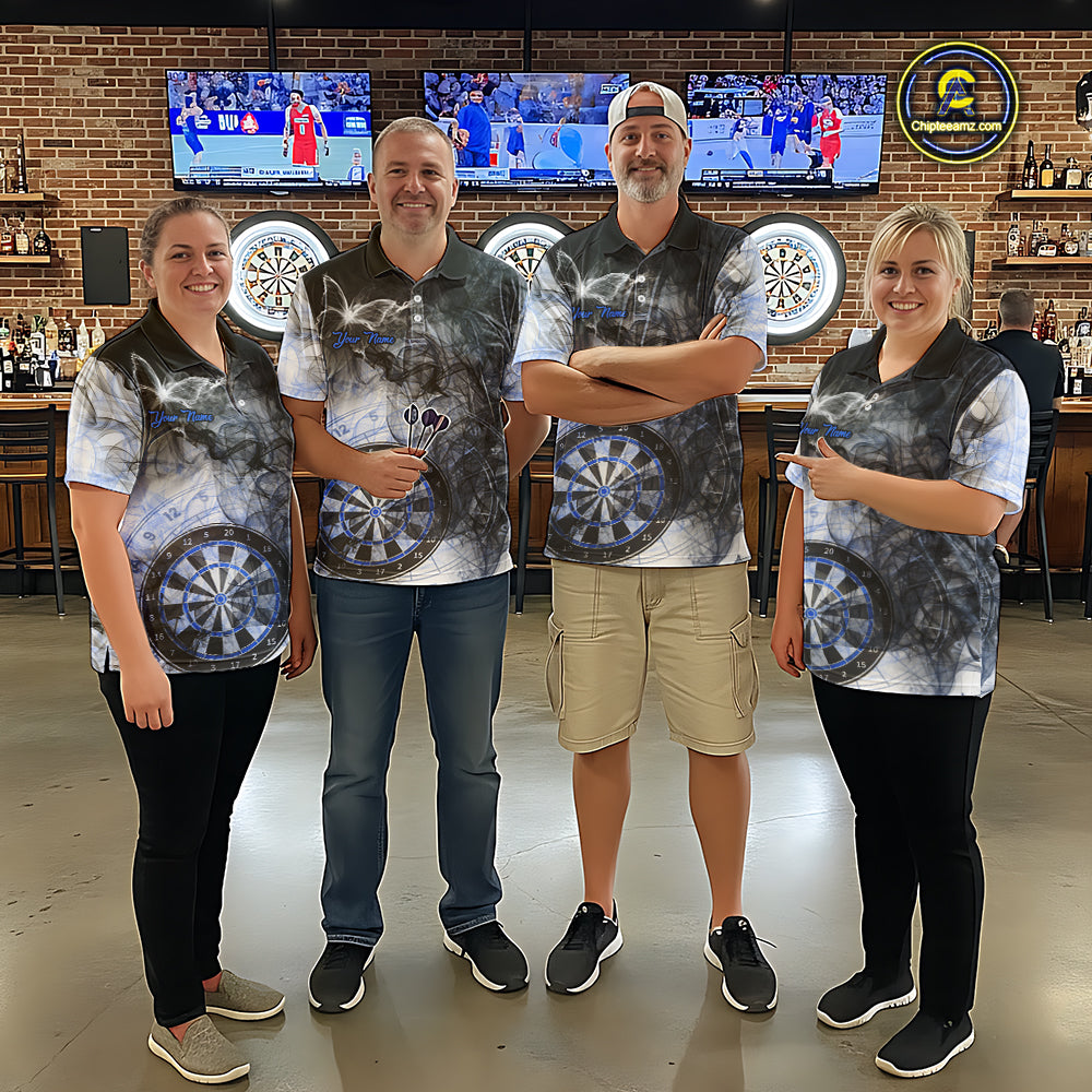 Butterfly Smoke Darts Jersey With Pocket Option For Men Custom Blue Dart Shirt TDM7575