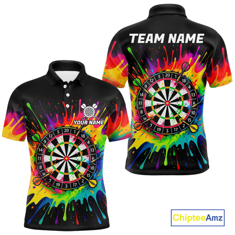 Personalized Colorful Darts Jersey Polo & Quarter Zip For Men Custom Darts Team Shirts, Darts Gift TDM7582