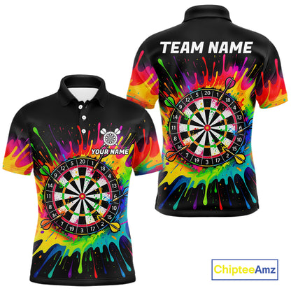 Personalized Colorful Darts Jersey Polo & Quarter Zip For Men Custom Darts Team Shirts, Darts Gift TDM7582