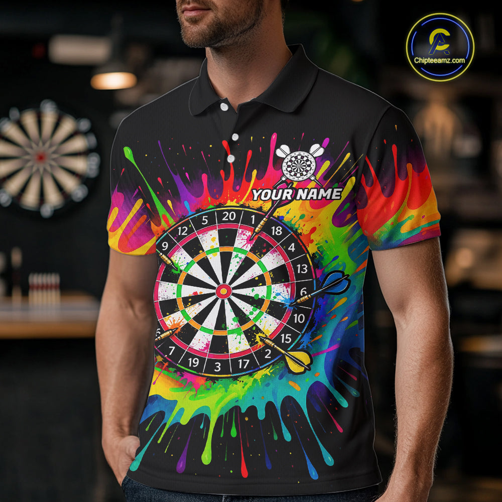 Personalized Colorful Darts Jersey Polo & Quarter Zip For Men Custom Darts Team Shirts, Darts Gift TDM7582