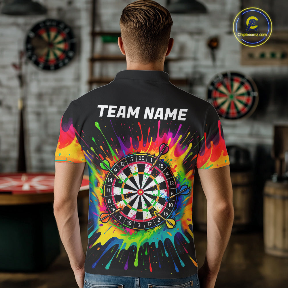 Personalized Colorful Darts Jersey Polo & Quarter Zip For Men Custom Darts Team Shirts, Darts Gift TDM7582