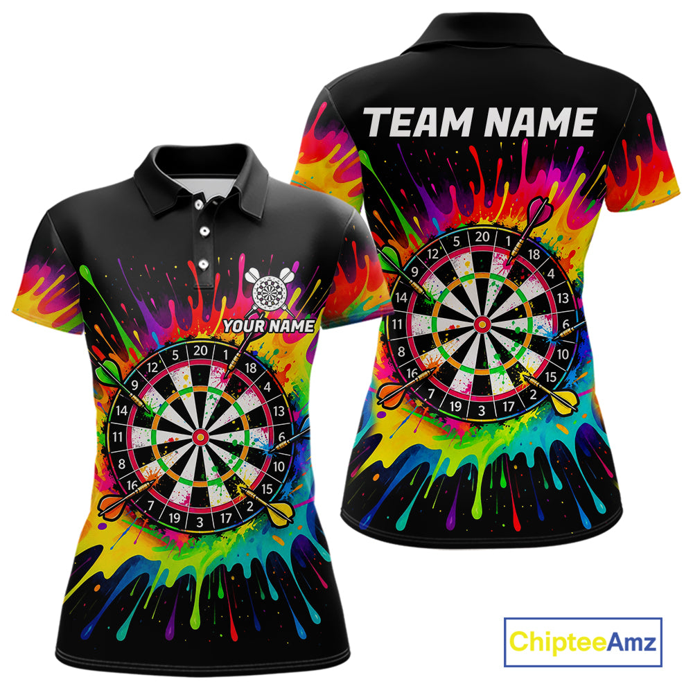 Personalized Colorful Darts Jersey Polo & Quarter Zip For Women Custom Darts Team Shirts, Darts Gift TDM7582