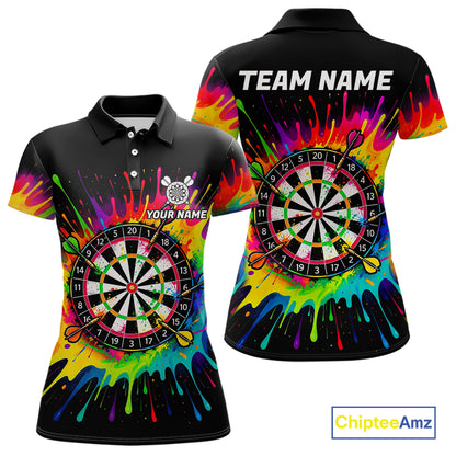Personalized Colorful Darts Jersey Polo & Quarter Zip For Women Custom Darts Team Shirts, Darts Gift TDM7582