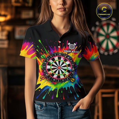 Personalized Colorful Darts Jersey Polo & Quarter Zip For Women Custom Darts Team Shirts, Darts Gift TDM7582