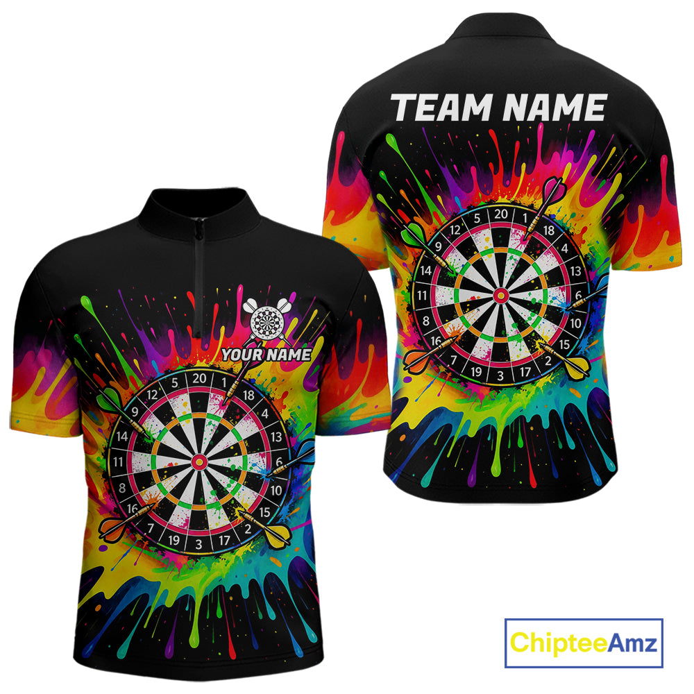 Personalized Colorful Darts Jersey Polo & Quarter Zip For Men Custom Darts Team Shirts, Darts Gift TDM7582