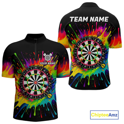Personalized Colorful Darts Jersey Polo & Quarter Zip For Men Custom Darts Team Shirts, Darts Gift TDM7582