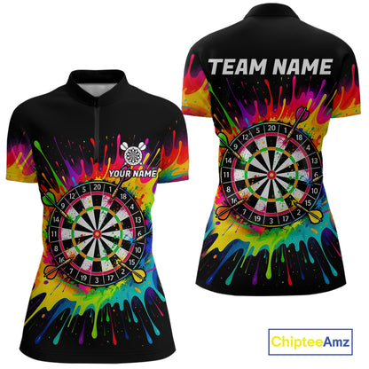 Personalized Colorful Darts Jersey Polo & Quarter Zip For Women Custom Darts Team Shirts, Darts Gift TDM7582