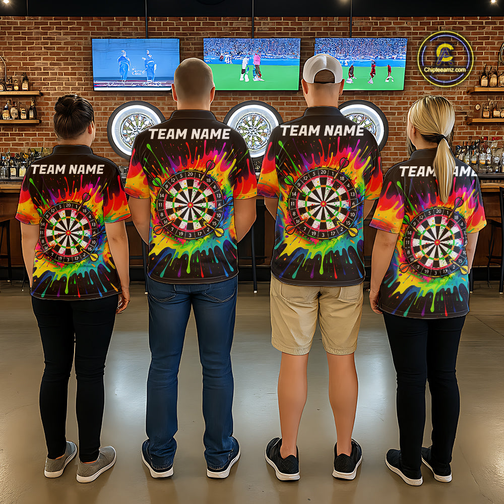 Personalized Colorful Darts Jersey Polo & Quarter Zip For Men Custom Darts Team Shirts, Darts Gift TDM7582
