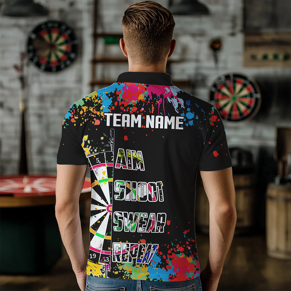 Funny Dartboards Colorful Paint Aim Shoot Swear Repeat Custom Men