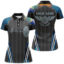 Load image into Gallery viewer, Blue Galaxy Dartboard Pulse Heartbeat Custom Women Dart Shirts, Funny Wings Cool Dart Team Jerseys TDM2789