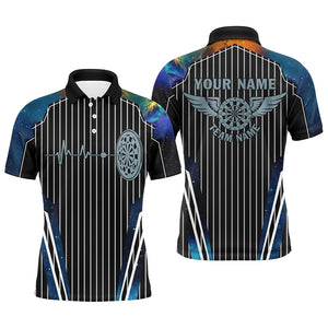 Blue Galaxy Dartboard Pulse Heartbeat Custom Men Dart Shirts, Funny Wings Cool Dart Team Jerseys TDM2789